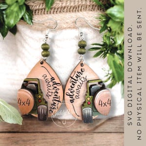 Adventure Awaits Earring SVG: 4x4 Adventure, Glowforge File (Digital Download)