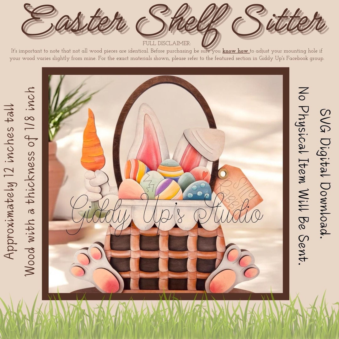 Easter Bunny Shelf Sitter SVG File | Easter Basket SVG Laser Cut File ...