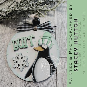 Snow Penguin Ornament svg file | Christmas Ornament Glowforge SVG File | Penguin Christmas Ornament SVG File | Snow SVG | Giddyupsstudio