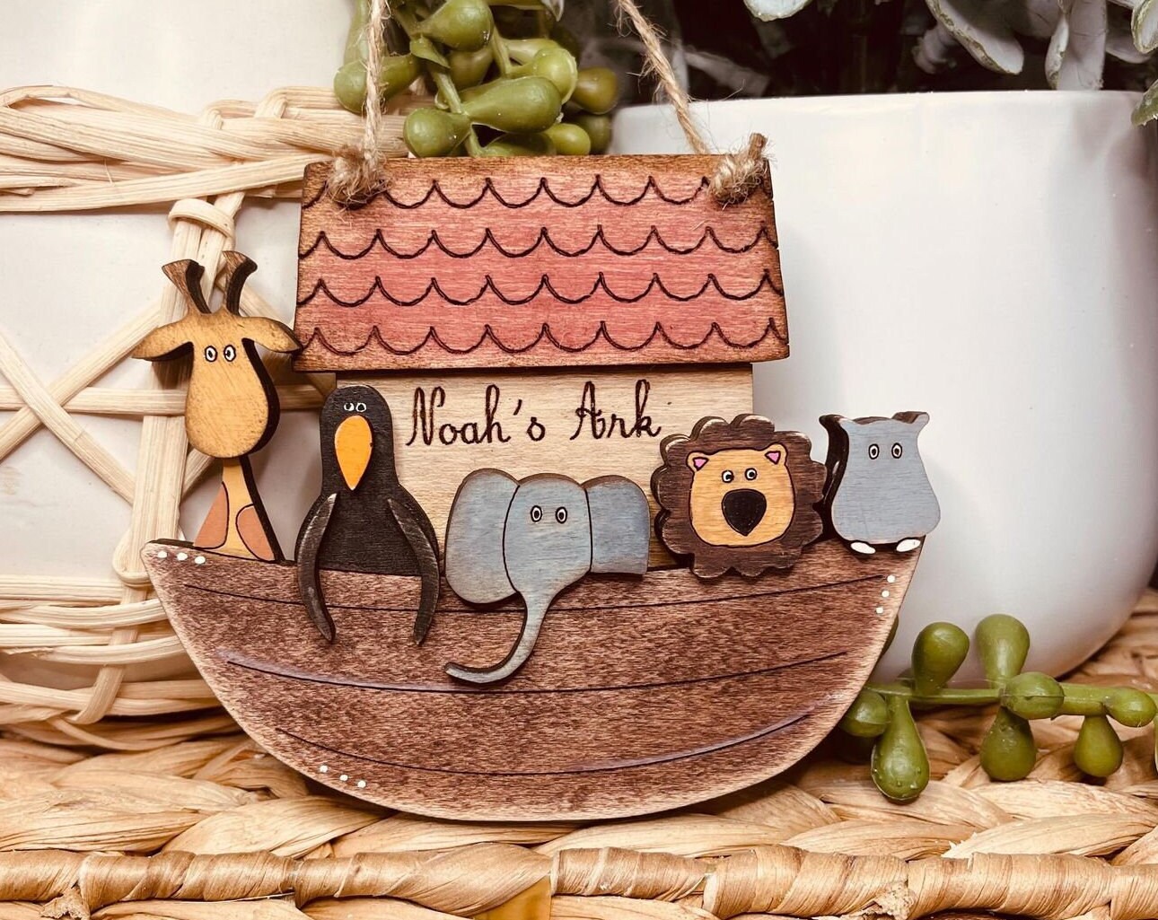 Noah's Ark Christmas Ornament SVG File: Glowforge Animal Design (Digital Download)