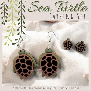 Schildkröte SVG Ohrring Bundle | Meeresschildkröte Ohrring Laser Cut Datei | Strand Ohrringe | GiddyUpsStudio | Glowforge Ohrring SVG-Datei | Meeresschildkröte