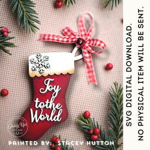 Joy To the World Stocking Ornament SVG File | Christmas Glowforge File