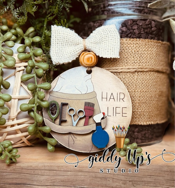 Hairdresser Ornament SVG File: Beauty Cosmetology Christmas Ornament (Glowforge)