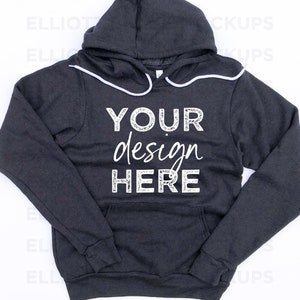 Bella Canvas 3719 Dark Grey Heather Hoodie Mockup | Sweatshirt Mock up | Charcoal Sweatshirt Flat Lay | Hoodie Mockups | Bella Canvas 3719