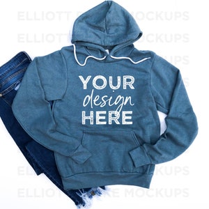 Bella Heather Slate Hoodie Mockup | Bella Canvas 3719 Mockup | Sweatshirt Mock up | Bella Canvas Sweatshirt | Bella Hoodie Flat Lay