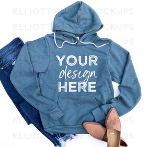 Bella Heather Slate Mockup | Bella Canvas 3719 Mockup | Sweatshirt Mock up | Bella Canvas Sweatshirt | Bella Hoodie Flat Lay