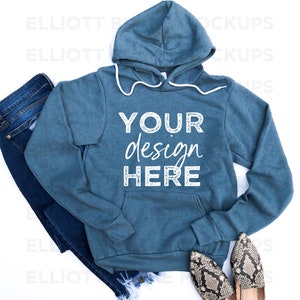 Bella Heather Slate Mockup | Bella Canvas 3719 Mockup | Sweatshirt Mock up | Bella Canvas Sweatshirt | Bella Hoodie Flat Lay