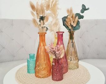 Glasvase - Glasvase farbig - Blumenvase groß - Blumenvase vintage - Dekovase