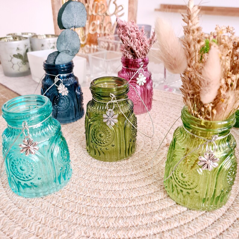 Small glass vases glass vases in a set glass vases in a 5-piece set hanging glass vases colorful glass vases patterned glass vases image 1