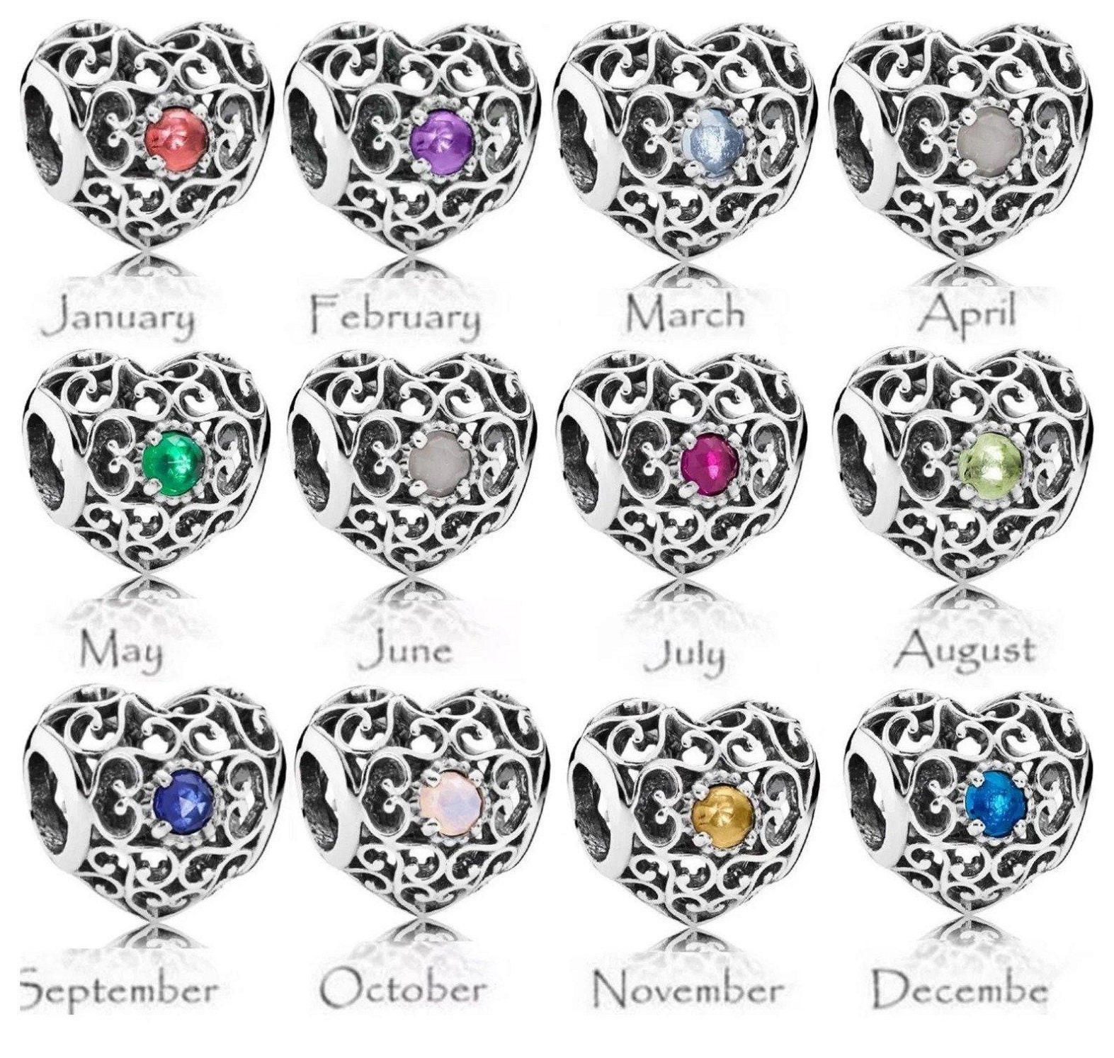 Pandora S925 Birthstone Signature Heart Gemstone Birthday Etsy UK