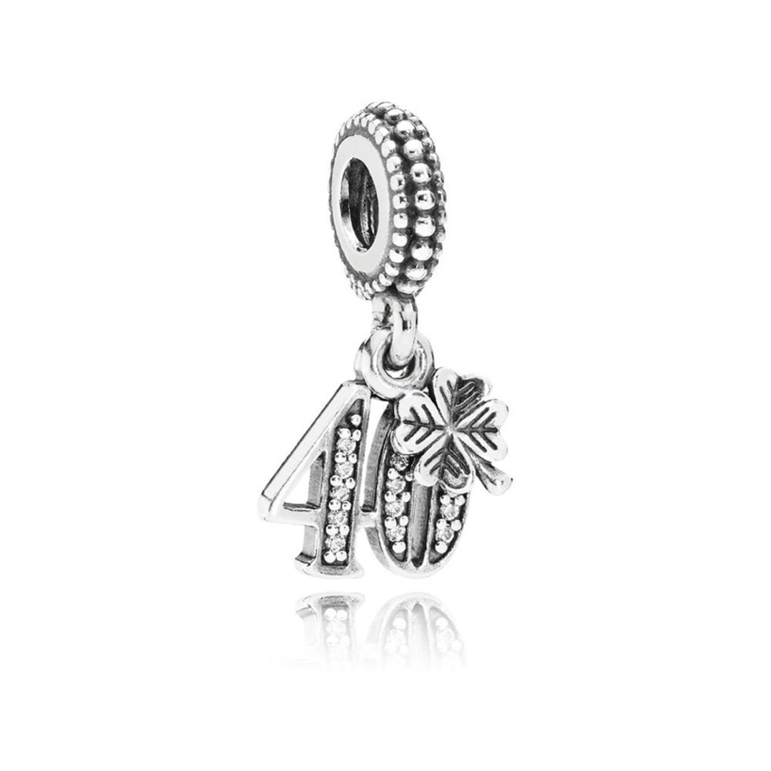 Pandora 40th Celebration Dangle Charm , 40th Birthday Anniversary Drop