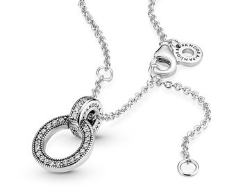 Pandora Moments Women's Sterling Silver Double Circle Pendant & Necklace Pendant Necklace , Mother day , Valentine Day present