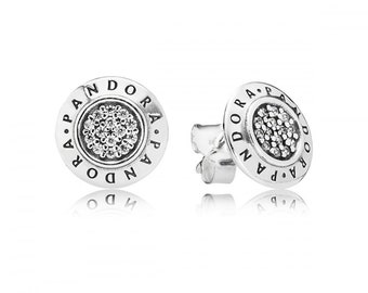 Pandora Logo Stud Earrings Silver Circle Stud Earrings Gift For Her Birthday Round Signature Pandora Jewellery Women Stud Sparkling Earrings