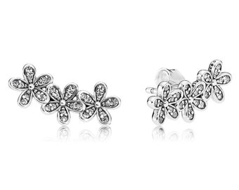 Silver Pandora New Daisy Flower Stud Earrings / Anniversary gifts / Friend gift