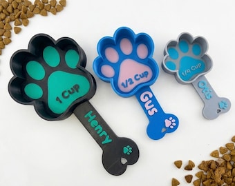 Cuillère doseuse personnalisée avec nom pour chien – Tasse à mesurer personnalisée pour croquettes de chien et chat – Cadeau pour amoureux des animaux et cadeau pour nouveau-né.