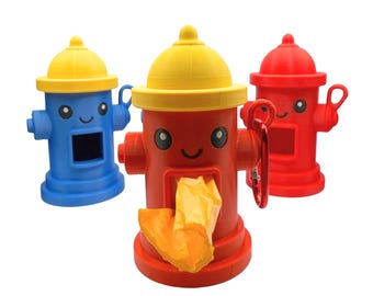 3D Printed Fire Hydrant Dog Poop Bag Dispenser: Keychain Carabiner Clip