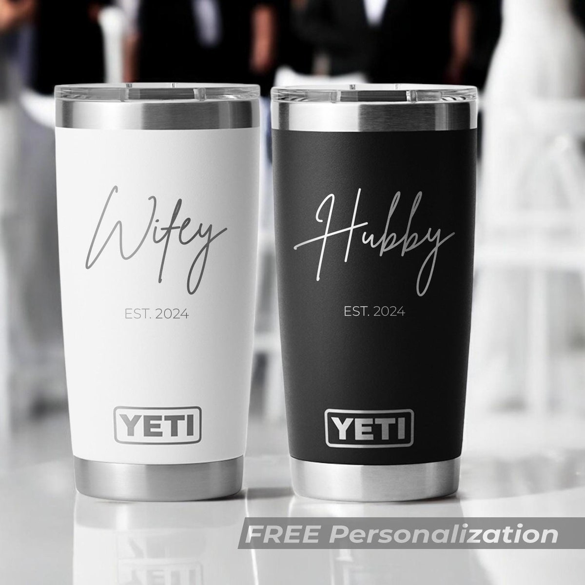 Wedding Gifts for the Couple - Tumbler Cups Hubby Wifey Wedding Tumblers Set Engraved Gifts for Bride and Groom Engagement Anniversary Gift