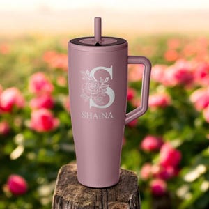Personalized Rose Monogram Brumate Era Rose Lover Tumbler Travel Mug, Laser Engraved Unique Birthday Gifts for Best Friend, Mother's Day