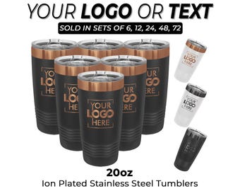 Bulk Custom Tumblers 20oz Engraved Business Logo Tumbler Cups - Promotional Products for Clients - Bulk Employee Gifts - Laser Etched Cups