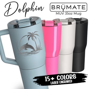 Dolphin Lovers Brumate MUV 35oz Travel Mug Tumbler Cup, Ocean Theme Mother&#39;sDay Gifts for Mom, Best Friend, Coworker, Birthday, Christmas