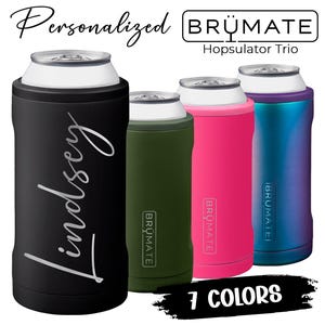 Personalized Brumate Hopsulator TRIO Can Cooler Drink Holder for 12/16oz Regular Cans - Laser Engraved Custom Insulated Coolie Tumbler Gifts