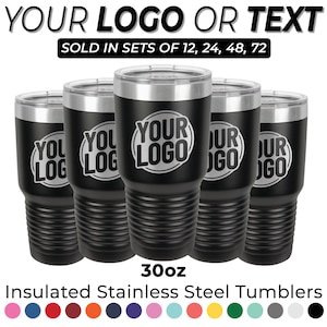 Bulk Custom Tumblers 30oz Engraved Business Logo Tumbler Cups - Promotional Products for Clients - Bulk Employee Gifts - Laser Etched Cups
