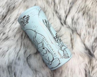 Manatee Gifts for Women Her Brumate Hopsulator SLIM Can Cooler Holder for 12oz Skinny Cans - Ocean Theme Personalized Brumate Lasered Wrap