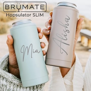 Personalized Name Brumate Hopsulator SLIM Can Cooler Drink Holder for 12oz Skinny Cans - Laser Engraved Custom Insulated Coolie Gifts Cooler