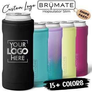 Custom Logo Brumate Hopsulator SLIM Can Cooler Drink Holder for 12oz Skinny Cans - Laser Engraved Personalized Insulated Seltzer Coolie Gift