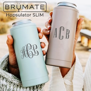 Personalized Monogram Brumate Hopsulator SLIM Can Cooler Drink Holder for 12oz Skinny Cans - Engraved Custom Insulated Monogrammed Gifts