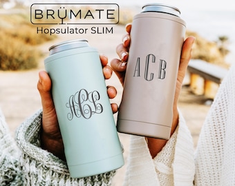 Personalized Monogram Brumate Hopsulator SLIM Can Cooler Drink Holder for 12oz Skinny Cans - Engraved Custom Insulated Monogrammed Gifts