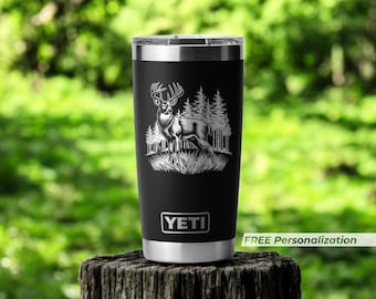 Hunting Gifts for Men Him Personalized Tumbler for Whitetail Deer Hunter Gift, Custom Name Gifts for Him, Dad, Father's Day Gifts, Engraved