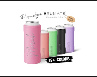 Personalized Brumate Hopsulator SLIM Can Cooler Drink Holder for 12oz Skinny Cans - Laser Engraved Custom Insulated Seltzer Coolie Gifts