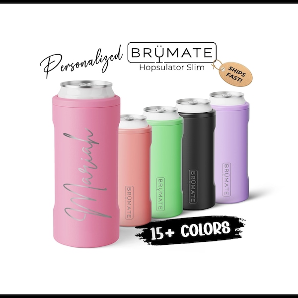 Personalized Brumate Hopsulator SLIM Can Cooler Drink Holder for 12oz Skinny Cans - Laser Engraved Custom Insulated Seltzer Coolie Gifts