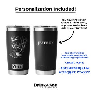 Deer Hunting Gifts for Men Him Personalized Tumbler for Whitetail Deer Hunters, Hunter Gifts for Him, Dad, Father's Day, Husband, Engraved image 3