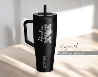Hockey Mom Gifts for Women Hockey Moms Sports Mom Tumbler With Handle and Straw Brumate Era Mother's Day, Birthday Gift Ideas Engraved