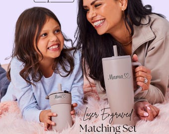 Mama and Mini Matching Tumblers Water Bottles Personalized Brumate Era Leap Mother Child Gift for Girl Mom, Matching Mommy and Me Gift Ideas