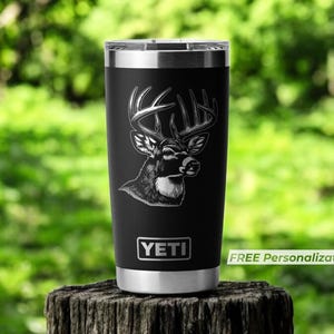 Deer Hunting Gifts for Men Him Personalized Tumbler for Whitetail Deer Hunters, Hunter Gifts for Him, Dad, Father's Day, Husband, Engraved image 1