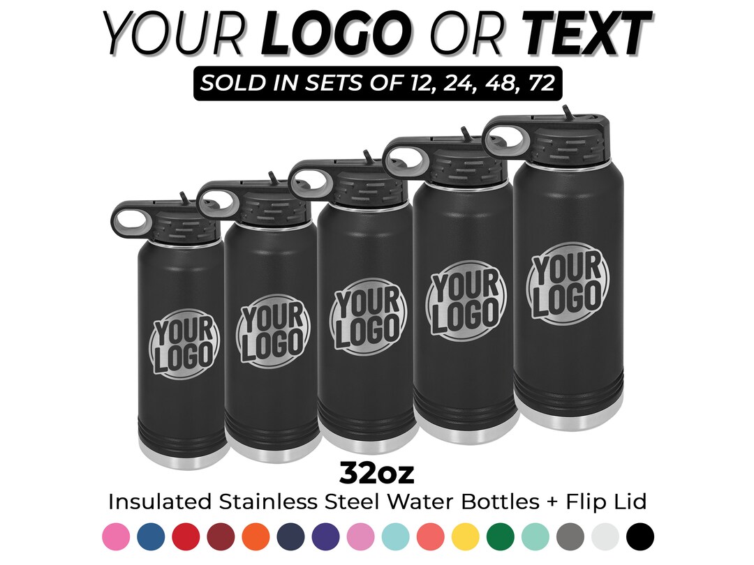 Bulk Custom Bottles 32oz Engraved Business Logo Insulated Water Bottles ...