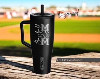 Baseball Mom Gifts for Baseball Moms Club T-Ball Mom Tumbler With Handle and Straw Brumate Era Mother's Day, Birthday Gift Ideas Engraved