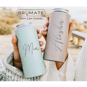Personalized Name Brumate Hopsulator SLIM Can Cooler Drink Holder for 12oz Skinny Cans - Laser Engraved Custom Insulated Coolie Gifts Cooler