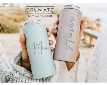 Personalized Name Brumate Hopsulator SLIM Can Cooler Drink Holder for 12oz Skinny Cans - Laser Engraved Custom Insulated Coolie Gifts Cooler