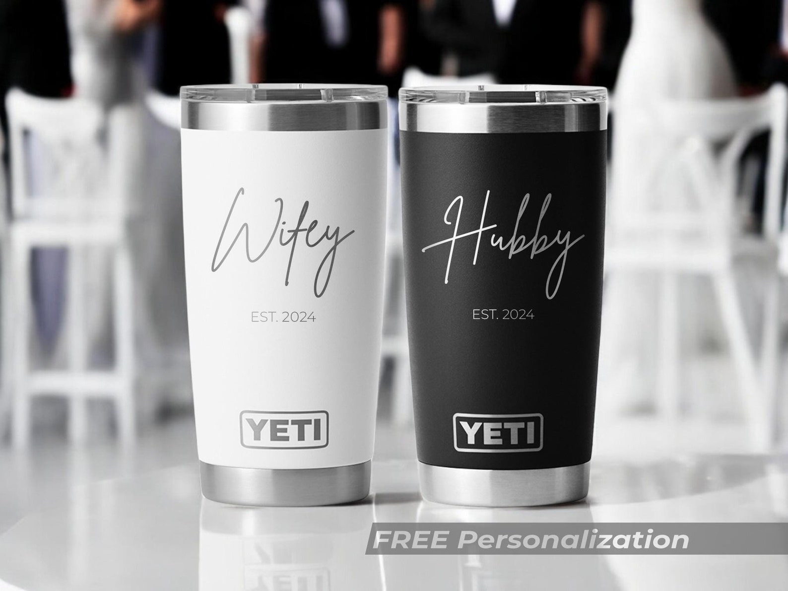 Wedding Gifts for the Couple - Tumbler Cups Hubby Wifey Wedding Tumblers Set Engraved Gifts for Bride and Groom Engagement Anniversary Gift