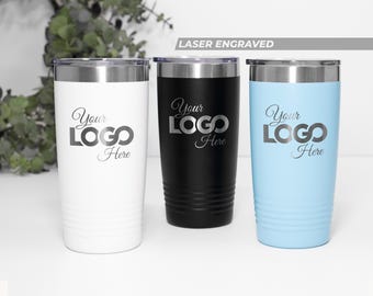 Bulk Corporate Logo Tumblers 20oz Engraved Company Logo Tumbler Cups - Promotional Items - Client Gifts - Employee Appreciation - Engraved