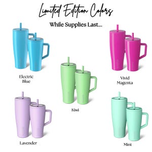 a set of four different colored cups with straws