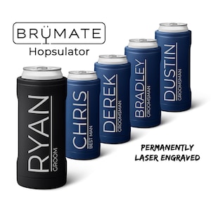 Groomsmen Gifts Personalized Brumate Hopsulator Bachelor Party Can Cooler Holder - Laser Engraved Groomsman Gift Beer Coolie Wedding Gift