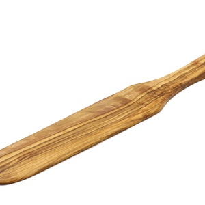 Olive wood cepe and pancake flipper | Olivewood long plain spatula | Wooden crepe maker | Pancake turner  | Sourdough non-stick non-scratch
