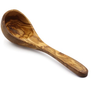 Olive wood ladle | Handmade olivewood soup spoon serving | Dispensing batter on crepe maker | Crepe and pancake, soup, salad dressing ladle