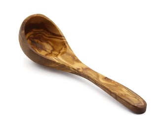 Cucharón de madera de olivo tallado a mano: Cuchara tradicional para servir sopa