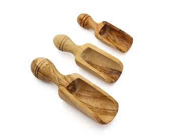 Handmade Olive Wood Scoop: Spice Shovel, Bath Salt Spoon | 1pc
